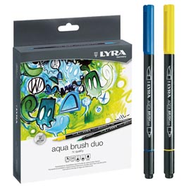 Pennarelli aqua brush duo - punte 2/4 mm - colori assortiti - astuccio 36 pezzi