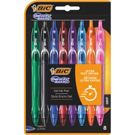 Penna gel scatto geolocity quick dry - punta 0.7mm - colori assortiti - astuccio 8 colori - bic