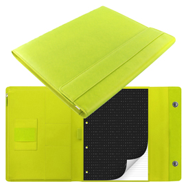 Portablocco saffiano - similpelle - 32,1x25,5x3cm - chiusura magnetica - verde acido - filofax