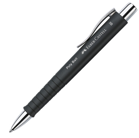 Penna a sfera poly ball - punta 0,7mm - fusto nero - faber-castell