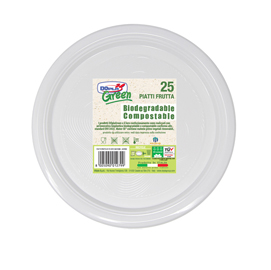 Piatti frutta biodegradabili mater-bi - diametro 170mm - color avorio - dopla - conf. 25 pezzi