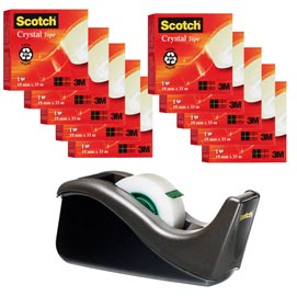 Promo pack 10 rotoli nastro scotch® crystal 600 + dispenser omaggio - scotch