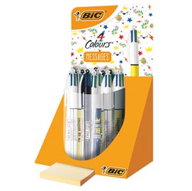 Penne a sfera 4 colors - messages - fantasie assortite - bic - expo 30 pezzi