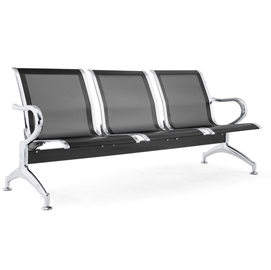 Panca attesa - 3 posti - in acciaio - nero - serena group