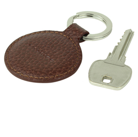 Portachiave tondo - vera pelle - marrone - laurige france