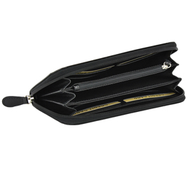 Portafoglio frenchy donna - 19 x 10 cm - vera pelle - nero - laurige france