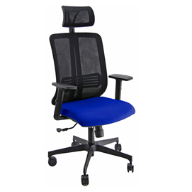 Poltrona ergonomica vertigo nero/blu no flame con poggiatesta e braccioli