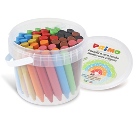 Pastelli a cera jumbo - d 13 mm x 85 mm - 12 colori assortiti - primo - conf. 48 pezzi