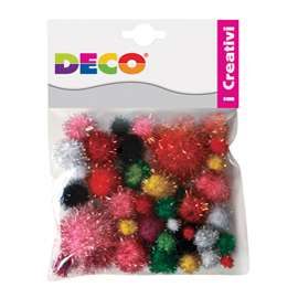 Pompons lame' - 7-28 mm - colori assortiti - deco - conf. 40 pezzi