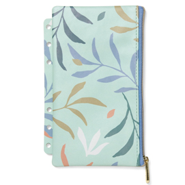 Pochette botanical - per organiser - c/zip - f.to a5 / personal - menta - filofax