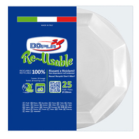 Piatto fondo - ps reuse - d 220 mm - bianco - dopla - conf. 25 pezzi