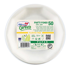 Piatto fondo - green - carta - d 22,5 cm - bianco - dopla - conf. 50 pezzi