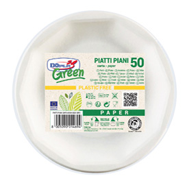Piatto piano - green - carta - d 22,5 cm - bianco - dopla - conf. 50 pezzi
