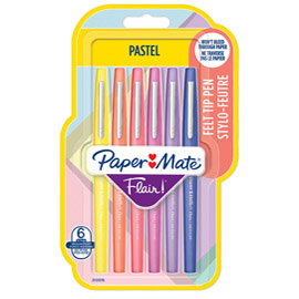 Pennarello flair nylon pastel - colori assortiti - papermate - conf. 6 pezzi