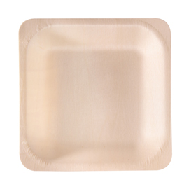 Piatto monouso in legno - quadrato - 14,5 x 14,5 cm - signor bio - conf. 50 pezzi