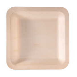 Piatto monouso in legno - quadrato - 21,5 x 21,5 cm - signor bio - conf. 50 pezzi