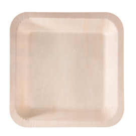 Piatto monouso in legno - quadrato - 25 x 25 cm - signor bio - conf. 50 pezzi