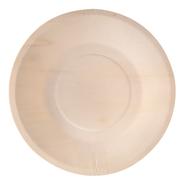 Piatto monouso in legno - tondo - d 21,5 cm - signor bio - conf. 50 pezzi