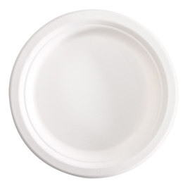 Piatto tondo monouso - d 18 cm - in canna da zucchero - signor bio - conf. 50 pezzi