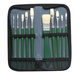 Pennello in setola - per olio - dom - astuccio 10 pennelli assortiti