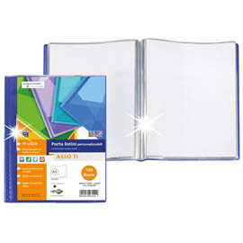 Portalistini asso ti - personalizzabile - pp liscio - 15 x 21 cm - 100 buste -  blu - sei rota