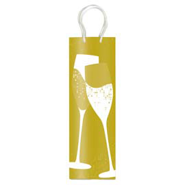 Portabottiglie natale - 37 x 12 x 9 cm - carta patinata - fantasia oro - sadoch