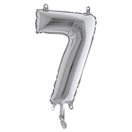 Palloncino - numero 7 - h 36 cm - mylar - argento - big party