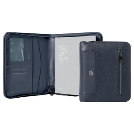 Portablocco gate trended - 19 x 23 cm - f.to utile a5 - ecopelle - blu - intempo