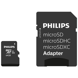 Philips - micro sdxc card - 64 gb - classe 10 - adattatore incluso