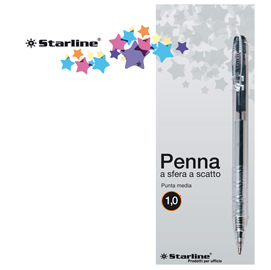 Penna a sfera a scatto - punta 1,0mm - nero  - starline - conf. 20 pezzi