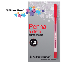 Penna a sfera con cappuccio  - punta media 1,0mm - rosso - starline -  conf. 50 pezzi