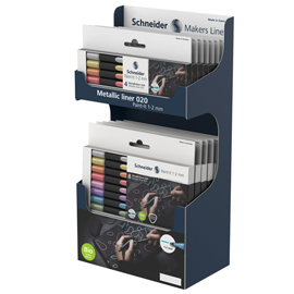 Roller metallic paint-it 020 - tratto 1 - 2 mm - colori metallici assortiti - schneider - expo 14 pezzi