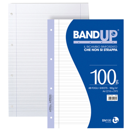 Ricambi bandup forati rinforzati - a4 - rigo di 3a - 100gr - bm - conf. 40 pezzi