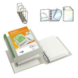 Raccoglitore personalizzabile stelvio ti - 4 anelli quadri 65 mm - dorso 9 cm - 22x30 cm - bianco - sei rota