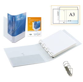 Raccoglitore personalizzabile fly - 4 anelli a d 50 mm - dorso 7,5 cm - 22x30 cm - bianco - sei rota