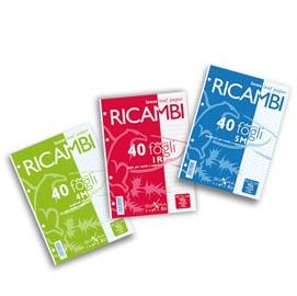 Ricambi forati quaxima - a5 - quadretti 4 mm - 80gr - 40 fogli - pigna