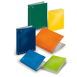 Raccoglitore monocromo - 4 anelli tondi 30 mm - 26x32 cm - dorso 4 cm - colori assortiti - pigna