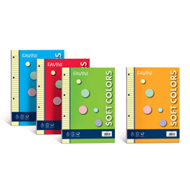 Ricambi forati soft colors - a5 - quadretto 5mm - 100 fogli - 80gr - 5 colori assortiti - favini