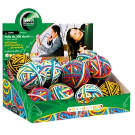 Rubberball - diametro 5 cm - colori assortiti - lebez - display da 15 sfere di elastici