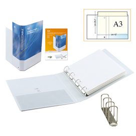 Raccoglitore personalizzabile fly - 4 anelli quadri 65 mm - dorso 9 cm - 22x30 cm - bianco - sei rota