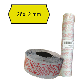 Rotolo da 1000 etichette a onda per printex smart 8/2612 - 26x12 mm - adesivo permanente - giallo - printex - pack 10 rotoli