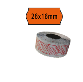 Rotolo da 1000 etichette a onda per printex smart 16/2616 e z maxi 6/2616 - 26x12 mm - adesivo permanente - arancio - printex - pack 10 rotoli