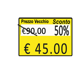 Rotolo da 600 etichette per printex z 17 - prezzo vecchio…sconto… - 26x19 mm - adesivo removibile - giallo - printex - pack 10 rotoli