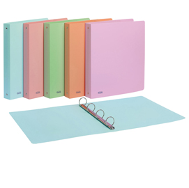 Raccoglitore pastel - ppl - 22x30 cm - dorso 3 cm - 4 anelli 30 mm - arancio - favorit