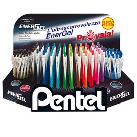 Roller energel slim - 0,7mm - colori assortiti - pentel - espositore 120 penne