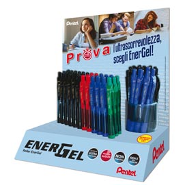 Roller energel x a scatto - 0,7mm - pentel - espositore 60 pezzi
