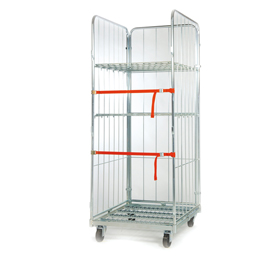 Roll container - con 3 sponde e 2 cinghie - portata 600 kg