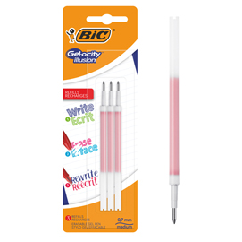 Refill a sfera gel cancellabile - punta 0,7 mm - rosso - bic - blister 3 pezzi