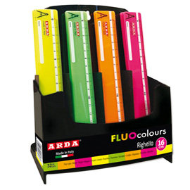 Righelli - 16 cm - colori assortiti fluo - arda - display 32 pezzi