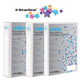 Raccoglitore personalizzabile kingshow - 4 anelli a d 50 mm - dorso 6 cm - 22x30 cm - bianco -starline
